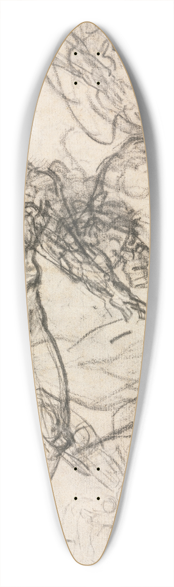 Jean-Honor Fragonard - Figure Studies (verso) 39.3 inch art pintail longboard deck