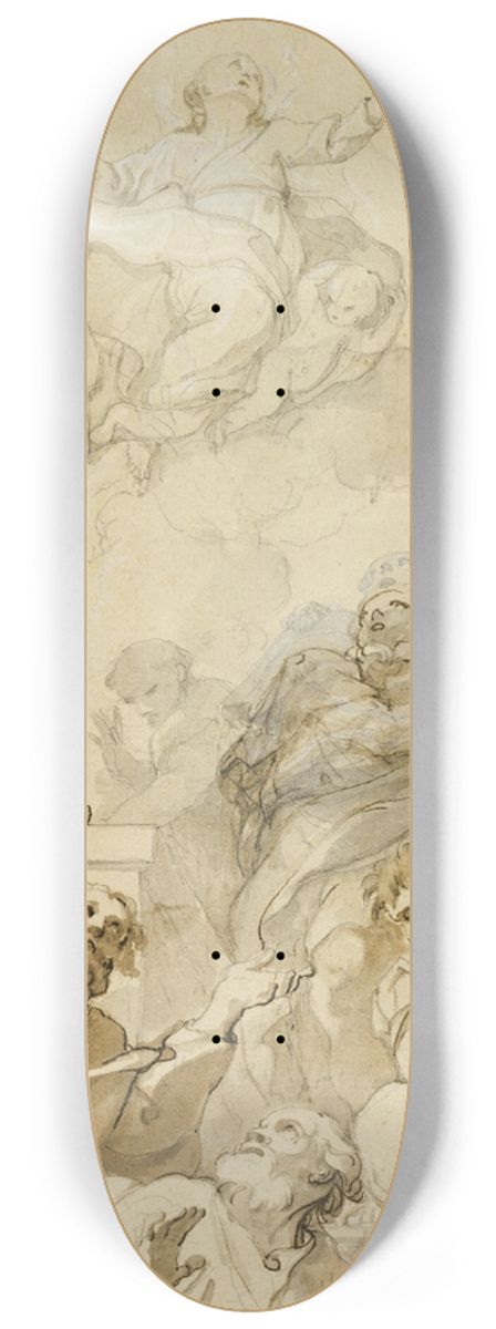 Charles-Joseph Natoire - Assumption of the Virgin 8.25 inch art skate deck