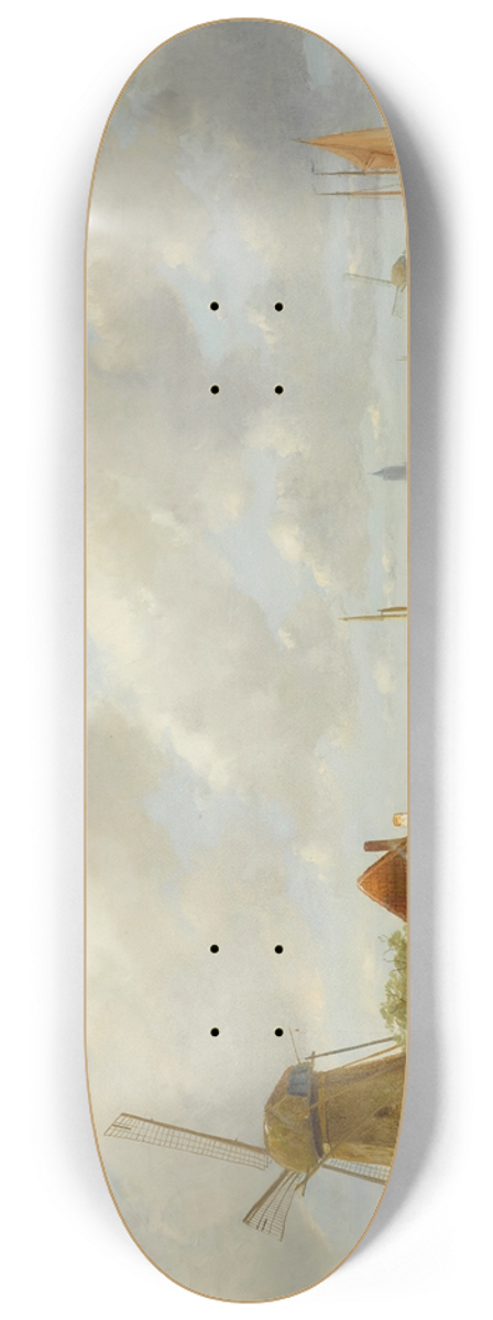 Charles Leickert - Fishing folk in a Dutch village 8.25 inch art skate deck