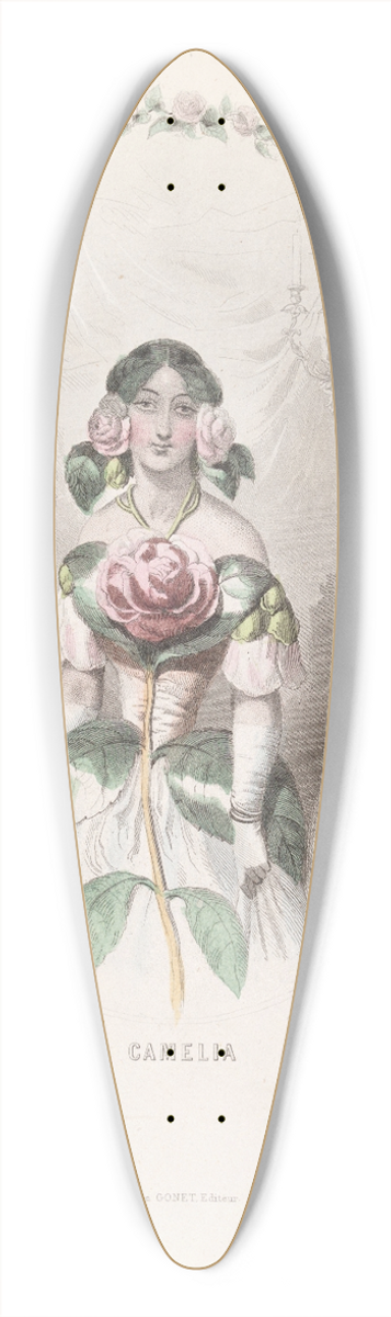J. J. Grandville - Camelia 39.3 inch art pintail longboard deck