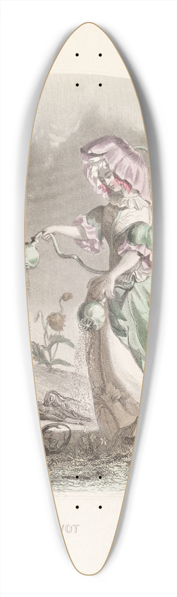 J. J. Grandville - Pavot 39.3 inch art pintail longboard deck