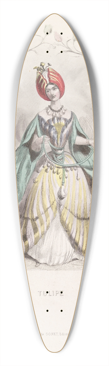 J. J. Grandville - Tulipe 39.3 inch art pintail longboard deck