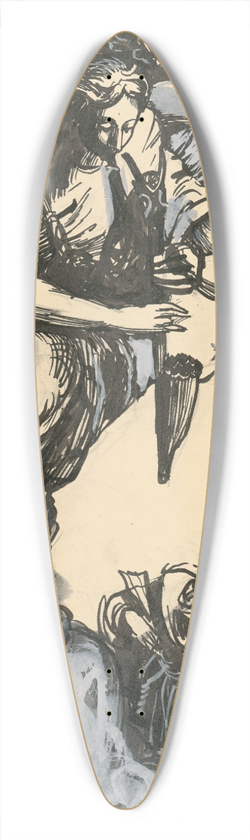 Jn Novk - Angel Playing Bagpipes 39.3 inch art pintail longboard deck