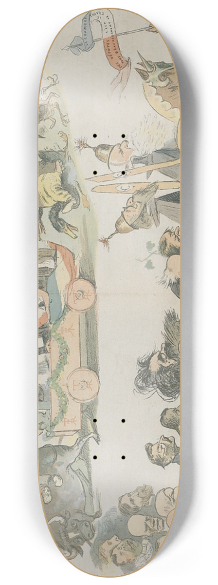 Charles-Lucien Landre - Caricature de la Promenade du Buf Gras 8.25 inch art skate deck