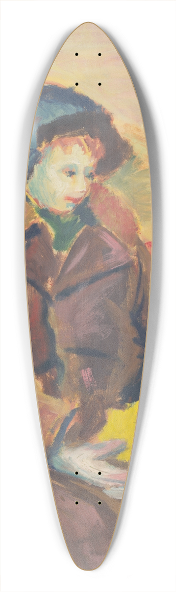 Jn Novk - Seated Boy 39.3 inch art pintail longboard deck