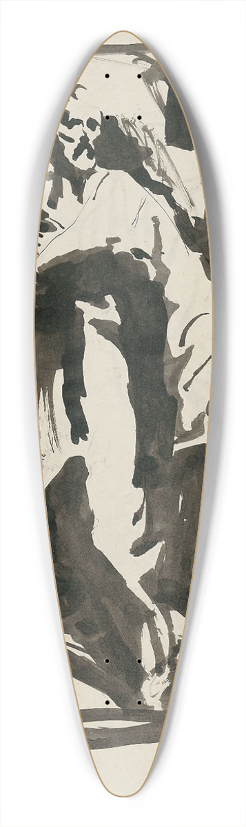 Jn Novk - Sketch of a Standing Man 39.3 inch art pintail longboard deck