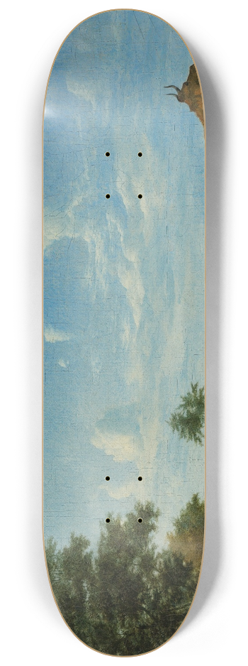 Adriaen van de Velde - A cow, sheep and goats in a meadow with a shepherd asleep 8.25 inch art skate deck