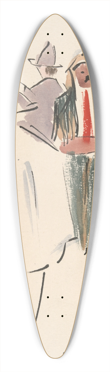 Joaqun Torres-Garca - Artists Ball; Pierrot and FiguresStanding 39.3 inch art pintail longboard deck