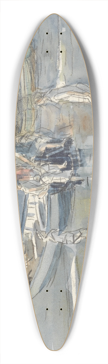 Johan Antonie de Jonge - Vissersschepen op het strand van Scheveningen 39.3 inch art pintail longboard deck