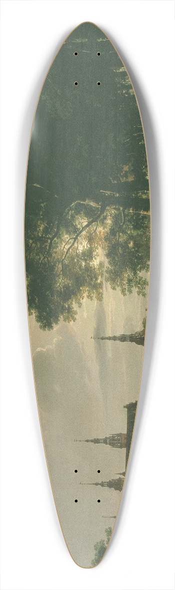 Johan Christian Dahl - Frederiksborg Castle by Moonlight 39.3 inch art pintail longboard deck