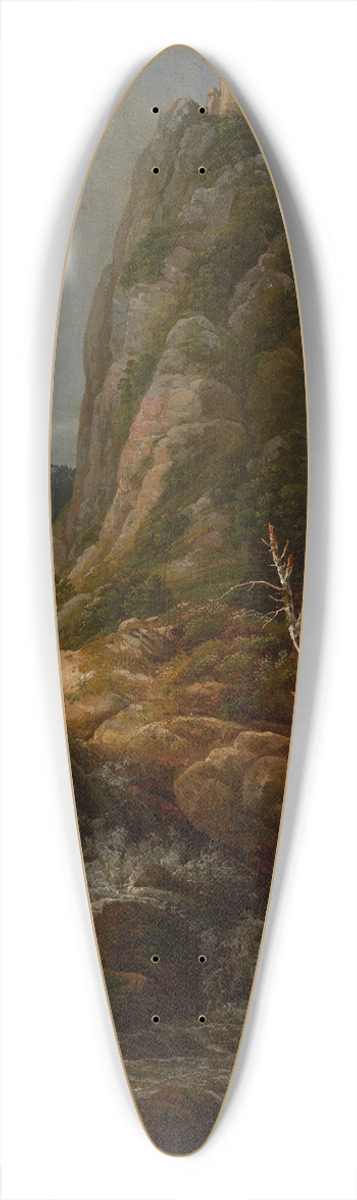 Johan Christian Dahl - Nordic Landscape with a Castle 39.3 inch art pintail longboard deck
