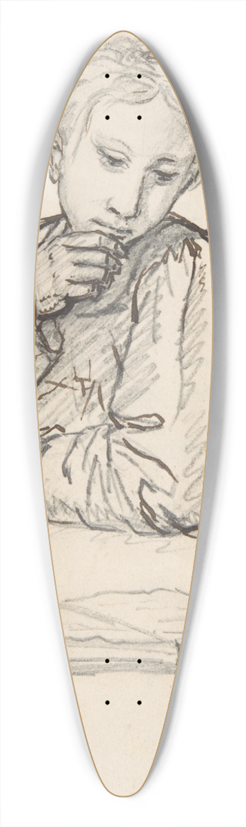 Johan Christian Dahl - Portrait of Eline Marie Heger as a Child, Leaning on a Table, Looking at a Book 39.3 inch art pintail longboard deck