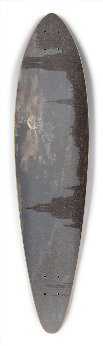 Johan Christian Dahl - View of Dresden by Moonlight 39.3 inch art pintail longboard deck