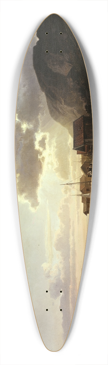 Johan Edvard Bergh - Fishing Village in Bohusln 39.3 inch art pintail longboard deck