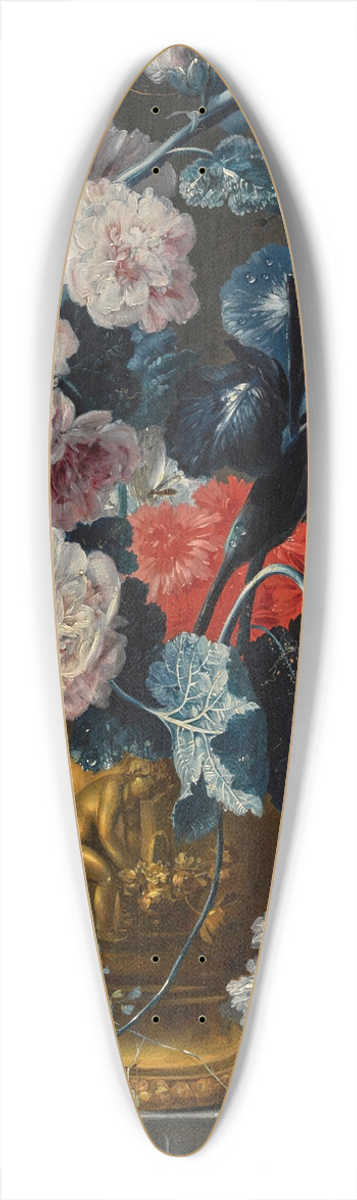 Johann Baptist Drechsler - Still life with carnations, roses, hollyhocks andother flowers in a sculpted bronze urn with butterfliesin an alcove 39.3 inch art pintail longboard deck