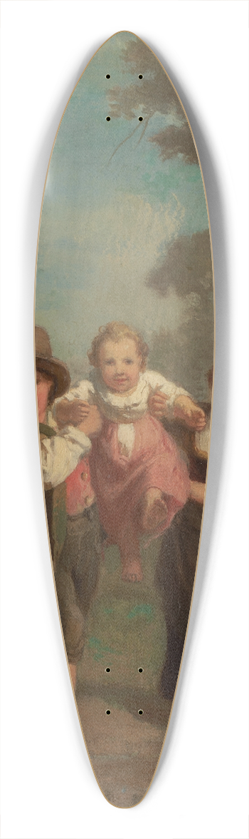 Johann Baptist Kirner - Italian children at play with dog 39.3 inch art pintail longboard deck