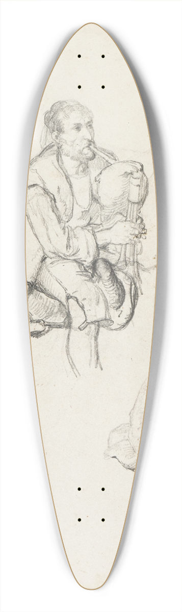 Johann Baptist Kirner - Old Zampogna player, sitting 39.3 inch art pintail longboard deck