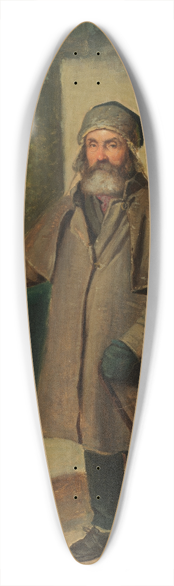 Johann Baptist Kirner - Winterlich bekleideter Mann mit Vollbart, den linken Arm erhoben 39.3 inch art pintail longboard deck