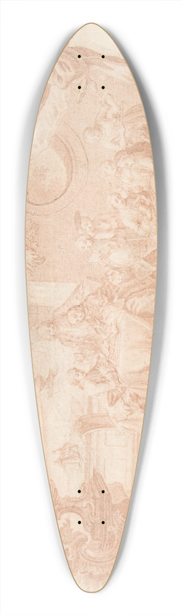 Johann Esaias Nilson - Game of Backgammon 39.3 inch art pintail longboard deck