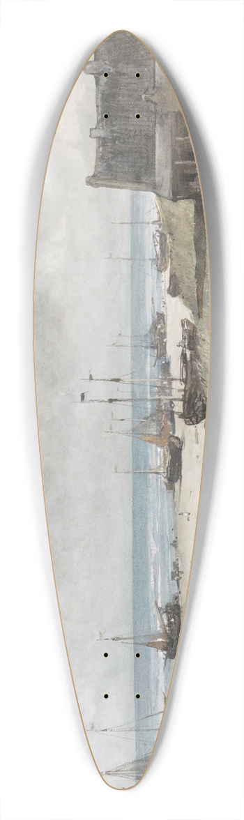 Johannes Bosboom - The Beach at Scheveningen 39.3 inch art pintail longboard deck