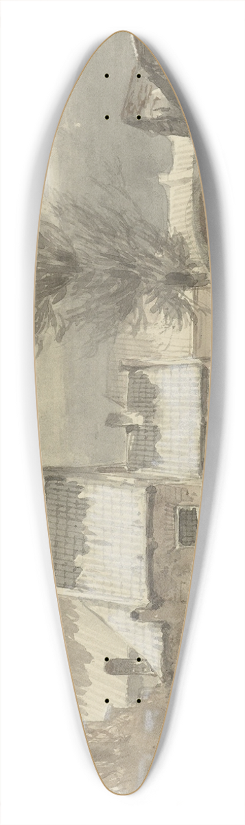 Johannes Franciscus Hoppenbrouwers - Wintergezicht met vrouw staand op het ijs 39.3 inch art pintail longboard deck