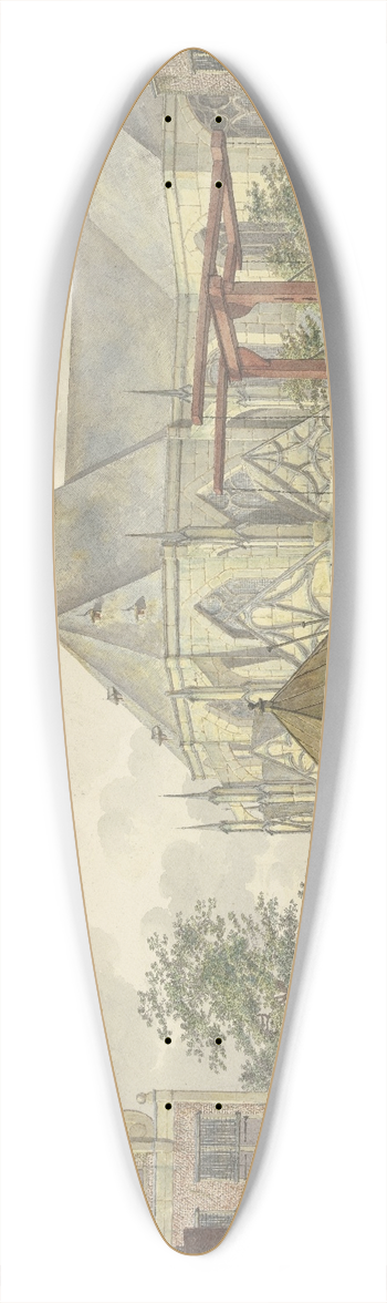 Johannes Huibert Prins - Schleusentor bei einer Kirche, dabei ein Zollhaus 39.3 inch art pintail longboard deck
