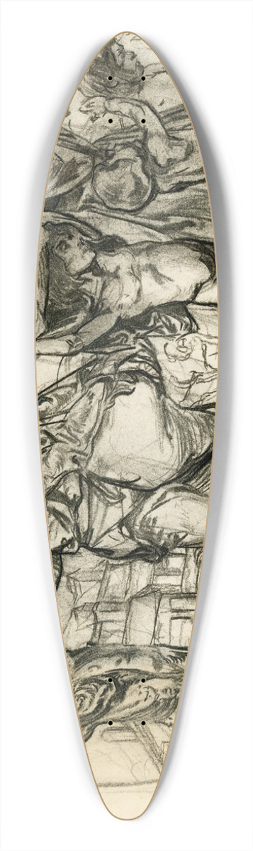 Johannes Josephus Aarts - Man, vrouw en 3 kinderen met vruchten 39.3 inch art pintail longboard deck