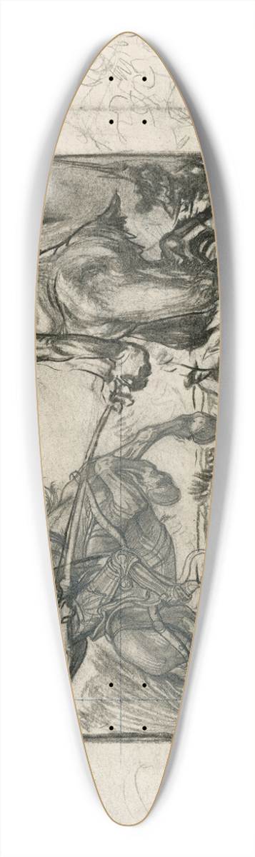 Johannes Josephus Aarts - Ridder te paard vecht met monster 39.3 inch art pintail longboard deck