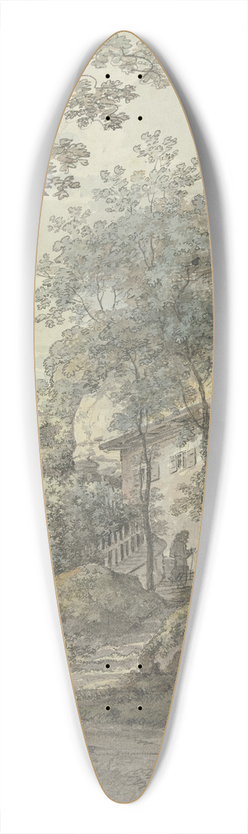 Johann Georg von Dillis - Architectural study 39.3 inch art pintail longboard deck