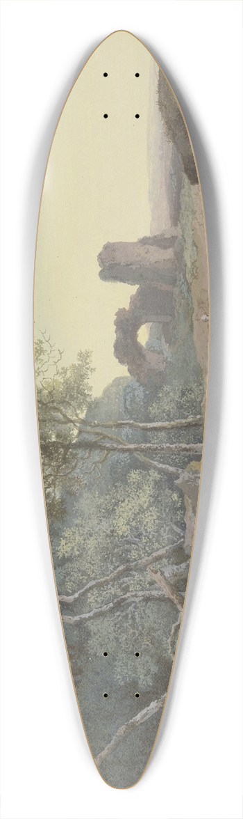 Johann Georg Wagner - Waldpartie und Ruine mit einem Bogen an einem Weg mit Hirten und Vieh 39.3 inch art pintail longboard deck