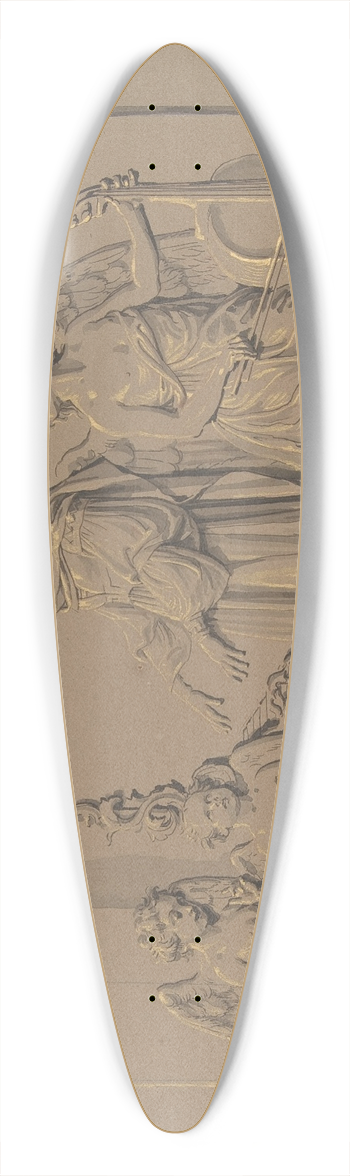 Johann Gottfried Schadow - Saint Cecilia at the Organ, Flanked by Angels Making Music 39.3 inch art pintail longboard deck