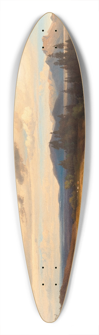 Johann Gottfried Steffan - Bavaria, a Goat Shepherdess in a Vast Mountain Landscape with a View of the Heuberg near Brannenburg 39.3 inch art pintail longboard deck
