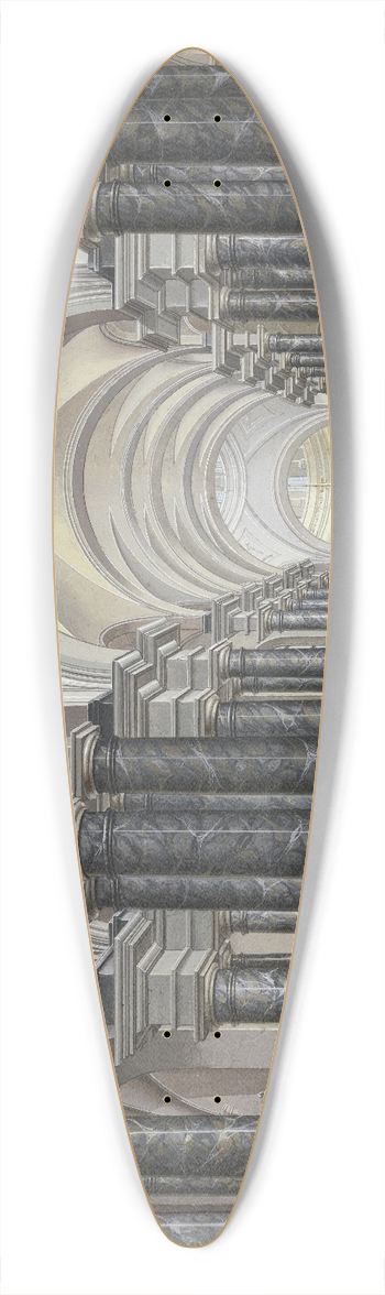 Johann Ludwig Ernst Morgenstern - Blick in das Innere einer Barockkirche mit schwarzen Marmorsulen und Staffagefiguren in der Tracht des 17. Jahrhunderts, 1790 39.3 inch art pintail longboard deck