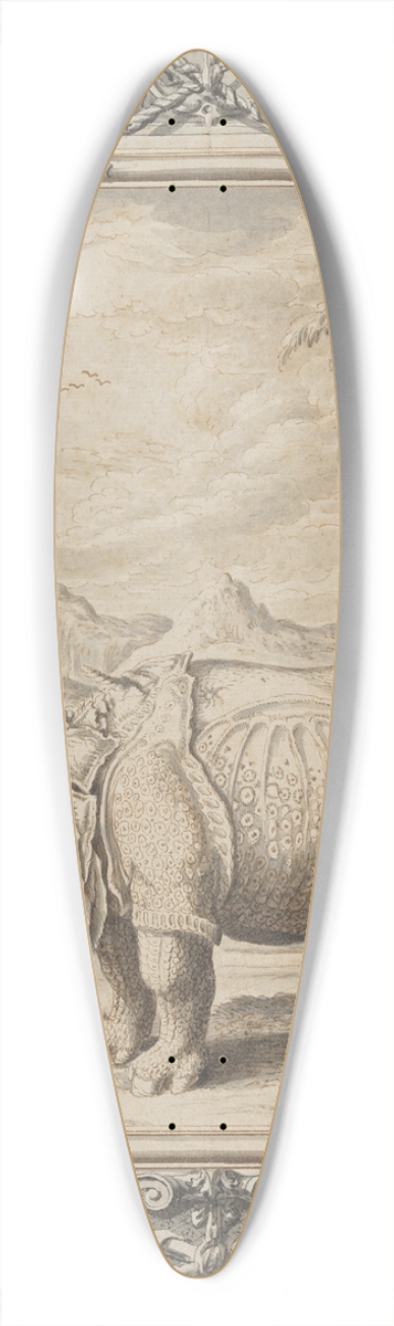 Johann Melchior Fssli - Rhinoceros in a Landscape within an Ornamental Frame 39.3 inch art pintail longboard deck