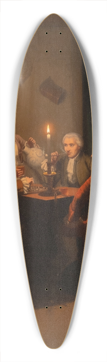 Johann Mongels Culverhouse - Game of chess at candle light 39.3 inch art pintail longboard deck