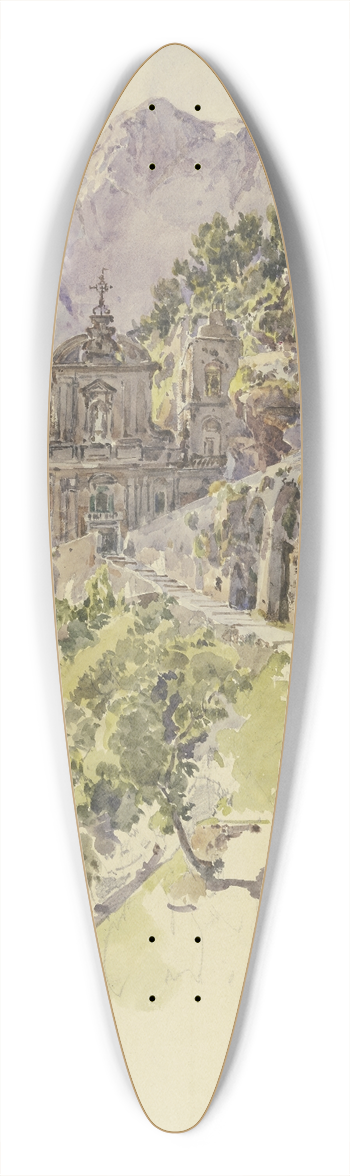 Johann Nepomuk Rauch - Kloster im Gebirge mit groen Terrassen und Treppen 39.3 inch art pintail longboard deck