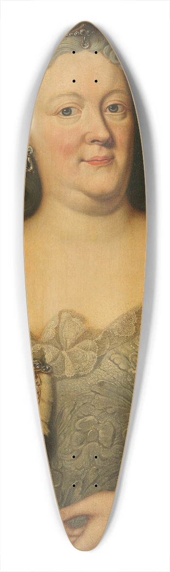 Johann Philipp Behr - Portrait of Maria Louisa van Hessen-Kassel, called Maaike-Meu. Widow of the Stadtholder of Friesland John Willem Friso, Prince of Orange-Nassau 39.3 inch art pintail longboard deck