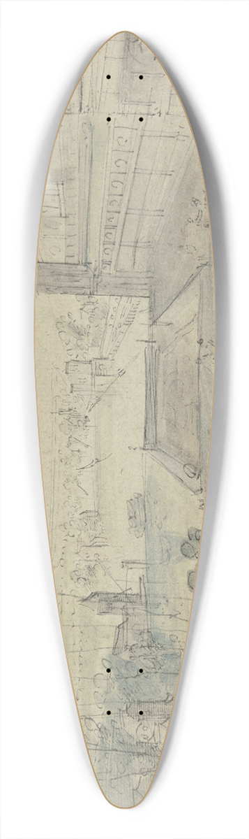 Johann Wilhelm Baur - Ansicht eines Schlosses mit Gartengesellschaft 39.3 inch art pintail longboard deck