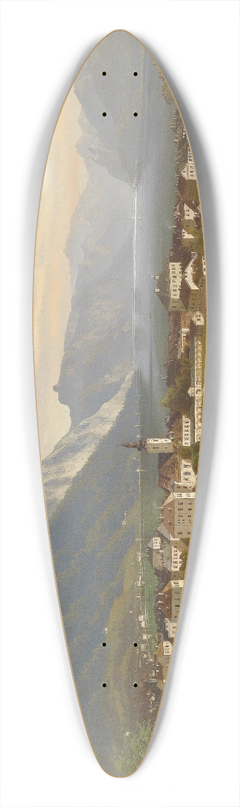 Johann Wilhelm Jankowski - Blick auf Gmunden mit Schloss Orth 39.3 inch art pintail longboard deck