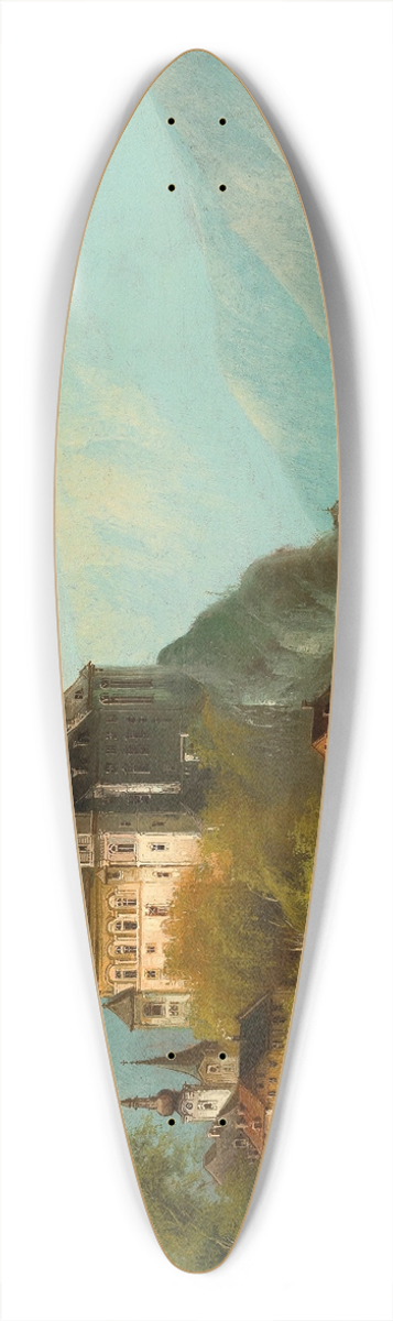 Johann Wilhelm Jankowsky - A Castle on a Mountain Lake 39.3 inch art pintail longboard deck