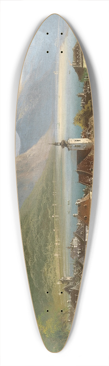 Johann Wilhelm Jankowsky - A View of Gmunden on Lake Traunsee 39.3 inch art pintail longboard deck
