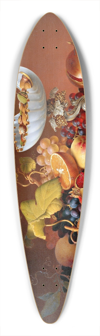 Johann Wilhelm Preyer - Tropical fruits with milk glass shell in shell shape 39.3 inch art pintail longboard deck