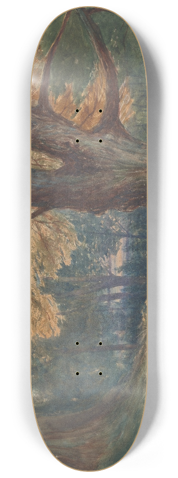 Charles Reginald Aston - Trees on a Hill in a Wooded Landscape 8.25 inch art skate deck