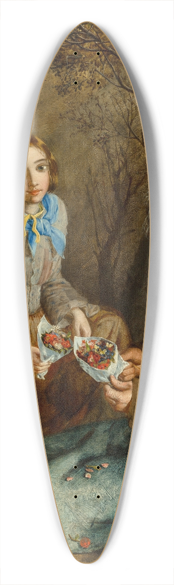 John Anster Fitzgerald - The flower seller and his daughter 39.3 inch art pintail longboard deck