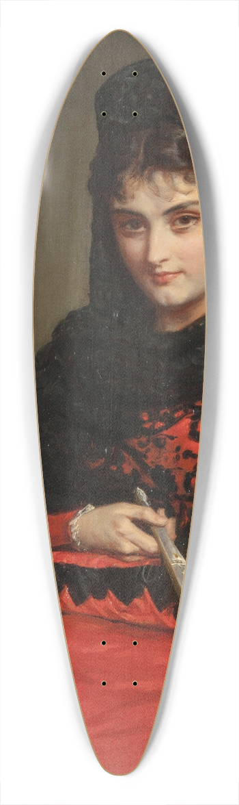 John Bagnold Burgess - A Spanish rose 39.3 inch art pintail longboard deck