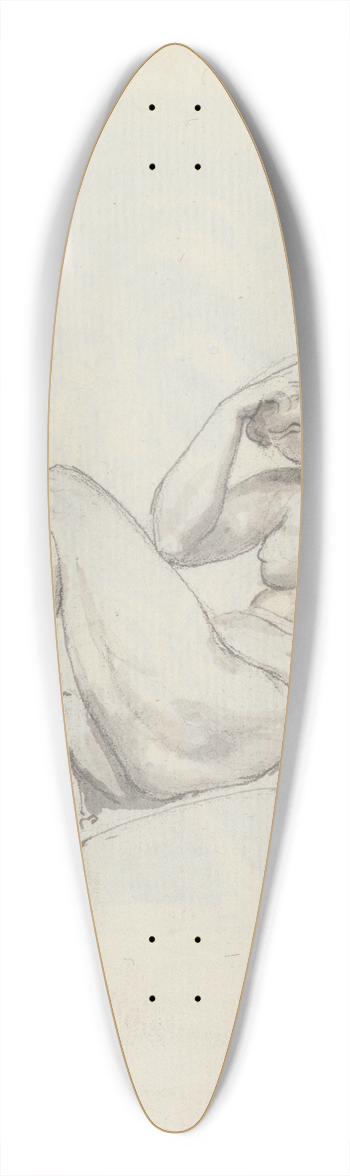 John Flaxman - Study of Night by Michelangelo, Tomb of Giuliano de Medici, Church of San Lorenzo, Florence 39.3 inch art pintail longboard deck