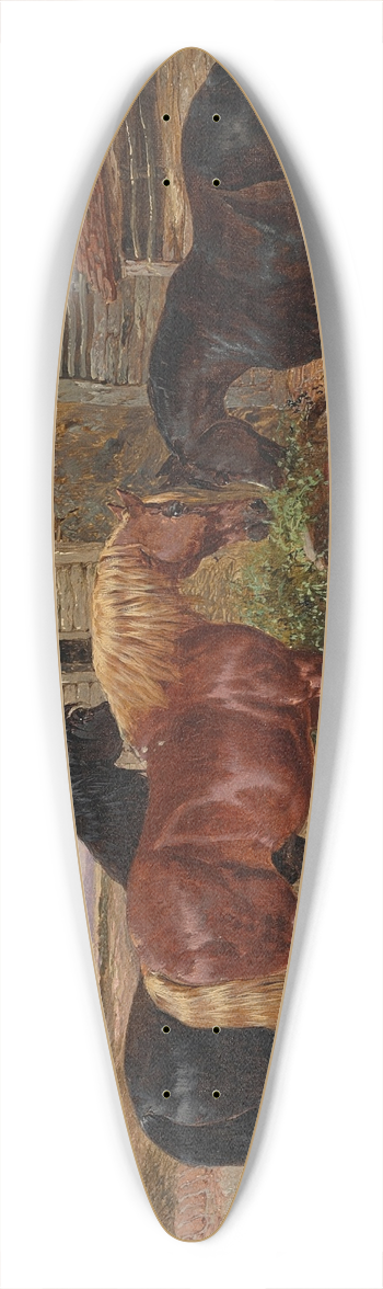 John Frederick Herring Jr. - Horses and pigs in a farmyard 39.3 inch art pintail longboard deck
