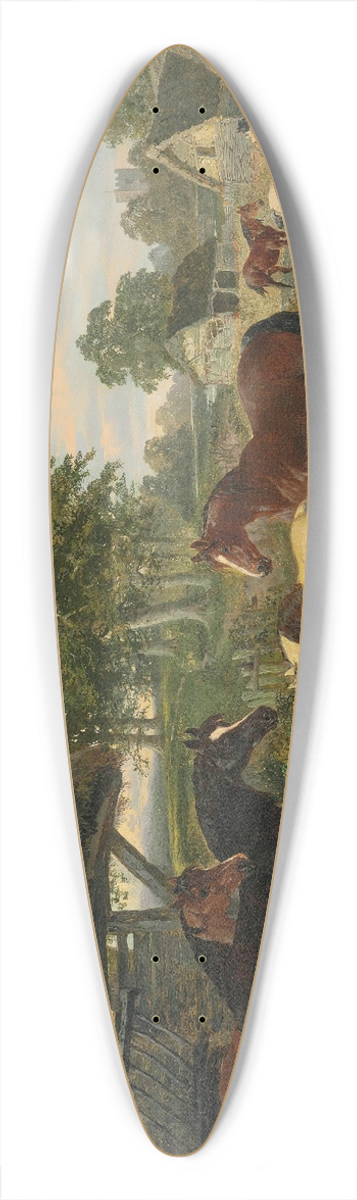 John Frederick Herring Jr. - Horses, Pigs and Chickens in a Farmyard 39.3 inch art pintail longboard deck
