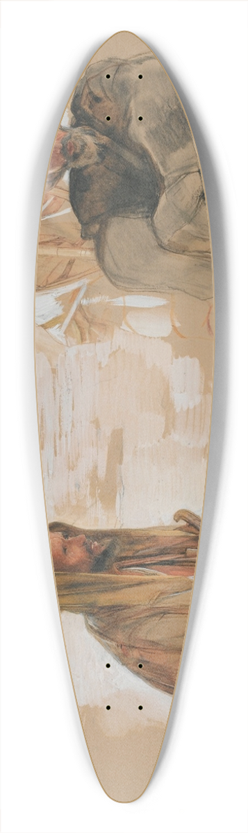 John Frederick Lewis - Study Of Three Arabs 39.3 inch art pintail longboard deck