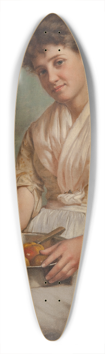 John George Brown - Girl Peeling Apples 39.3 inch art pintail longboard deck